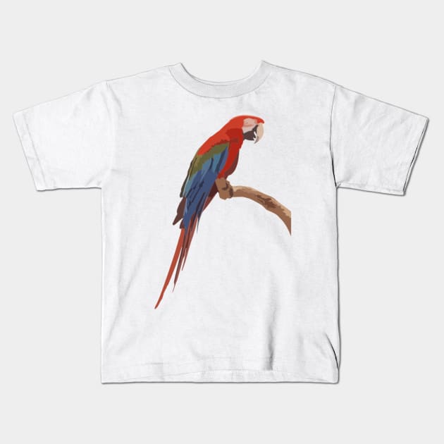 Red and Green Macaw Digital Painting Kids T-Shirt by gktb